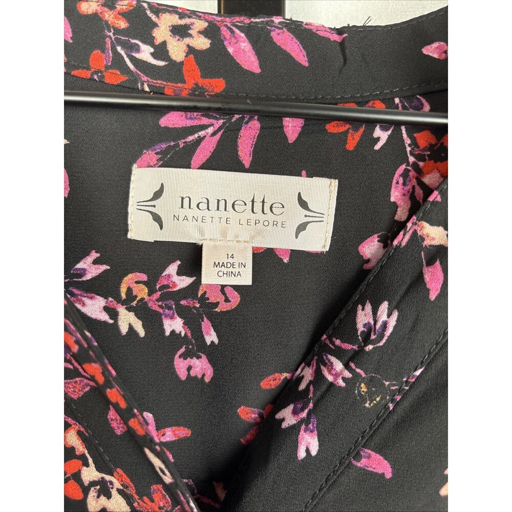 Nanette Lepore Black Floral Print Maxi Dress Size 14 Tie Waist Whimsigoth Fairy - Picture 8 of 14
